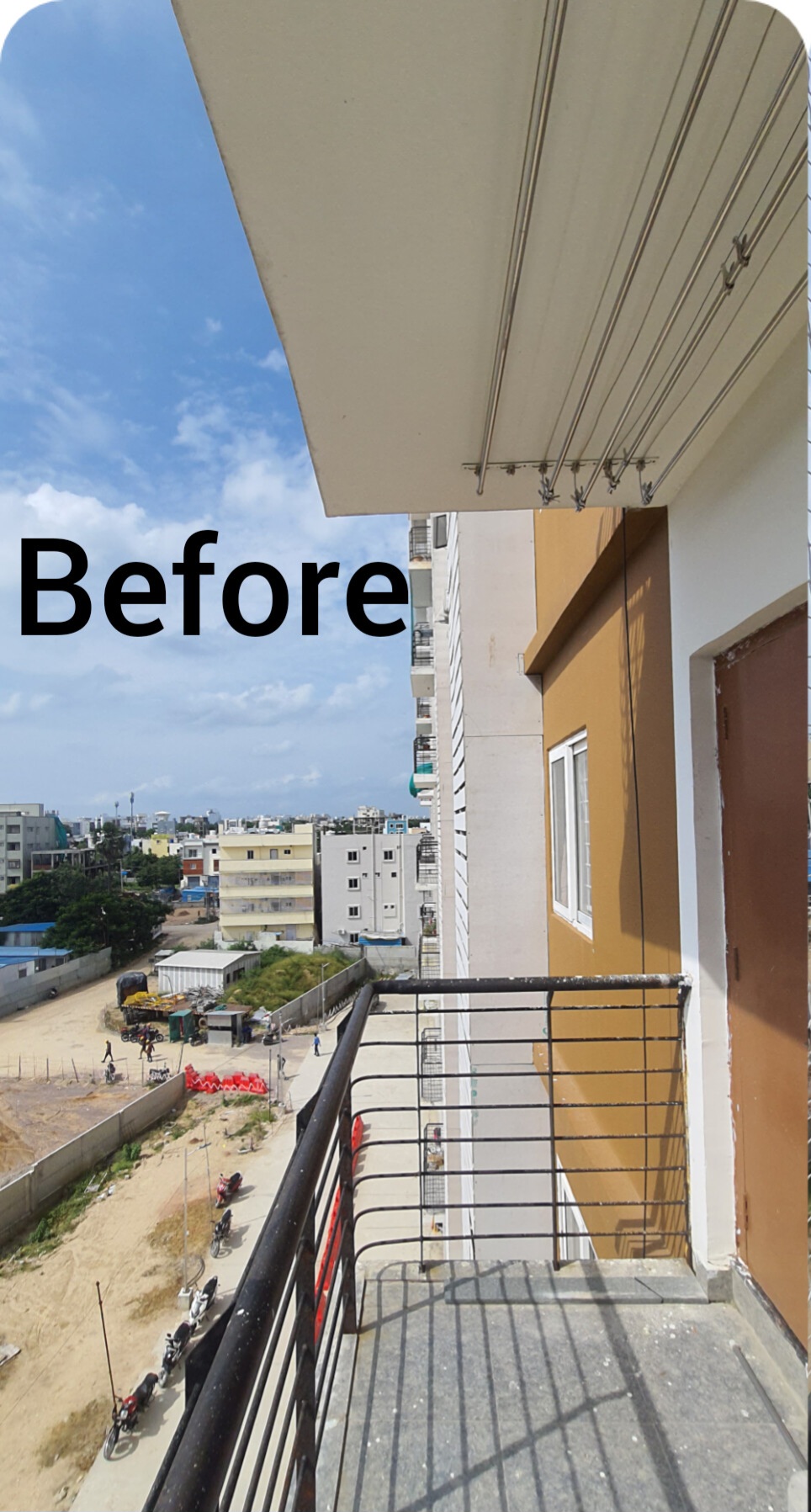 Balcony before pigeon net installation